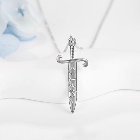URONE Faith Sword Necklace for Women Sterling Silver Religious Pendant Necklace Christian Jewelry Gifts for Women Men in Saudi Arabia