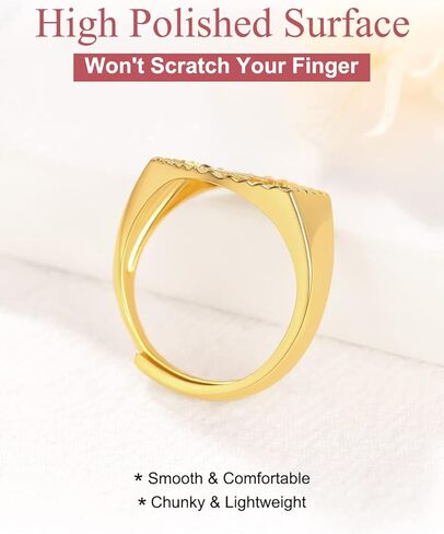 FOCALOOK 14K Gold Plated Initial Adjustable Ring,Womens Chunky Hexagon Shaped Initial Letter A-Z Signet Rings in Saudi Arabia