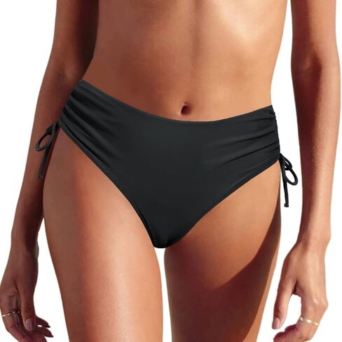 Cindy's aunt Womens Bikini Bottoms with Side Drawstring Tummy Control Swim Shorts Shirred Tankinis Brief in Saudi Arabia