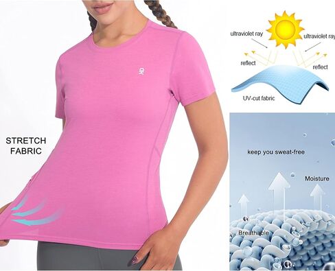 Little Donkey Andy Women's Short Sleeve Quick Dry T-Shirt Sun Protection Workout Stretch Basic Tops Tee in Saudi Arabia