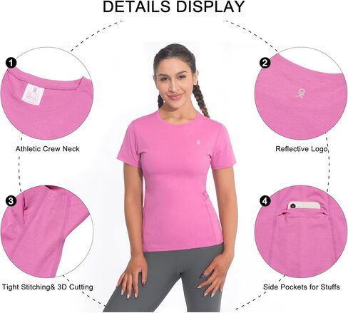 Little Donkey Andy Women's Short Sleeve Quick Dry T-Shirt Sun Protection Workout Stretch Basic Tops Tee in Saudi Arabia