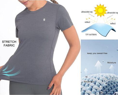 Little Donkey Andy Women's Short Sleeve Quick Dry T-Shirt Sun Protection Workout Stretch Basic Tops Tee in Saudi Arabia