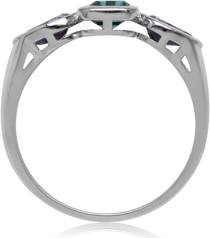 Silvershake 1.23ct. Genuine Octagon London Blue Topaz and Amethyst White Gold Plated 925 Sterling Silver Ring in Saudi Arabia