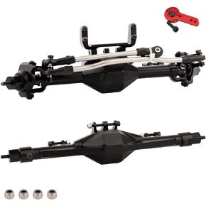 SCX10 CNC Metal Front Rear Straight Complete Axle for 1/10 Axial SCX10 II 90046 90047 RGT 86100 RED CAT GEN8 RC Crawler New Upgrade Parts (Black)