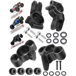 Front Knuckles Steering Blocks & Rear Hub Stub Axle Carriers Upgrades Part for ARRMA 1/8 Kraton/Notorious/Outcast 6S BLX 4WD,Alloy Steering Hop Ups,Replaces #AR330505#AR330404,Navy Blue