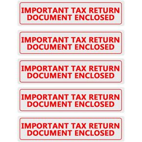 Important Tax Return Document Enclosed Stickers for Window Security Envelopes,3x1 inch,500 Pcs Per Roll