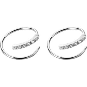 Ear Climber Crawler Cuff Earrings Sterling Silver CZ Line Wrap Earring Dianty Piercing Huggie Hoops for Women Teen Girls