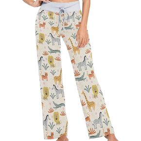 Naanle Chic Lifelike Floral Pattern Drawstring Lounge Wide Leg Pajama Sleepwear Bottom