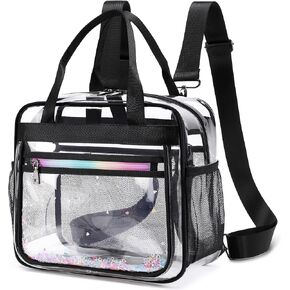 Clear Beach Bag Travel Tote Transparent Backpack for Women Girls Stadium Approved Crossbody Messenger Shoulder Handbag