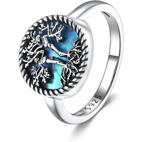 URONE Tree of Life Rings 925 Sterling Silver Skull Tree of Life Rings Tree of Life Jewelry Gifts for Women Men