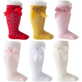 QandSweet Baby Girl Breathable Hollow Socks Resilient Knee High Stockings