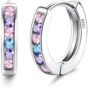 YADOCA Small Hoop Earrings for Girls Women Hypoallergenic 𝟵𝟮𝟱 𝗦𝘁𝗲𝗿𝗹𝗶𝗻𝗴 𝗦𝗶𝗹𝘃𝗲𝗿 Toddler Earrings Cute Cubic Zirconia Cartilage Sleeper Huggie Hoop Earrings With Box