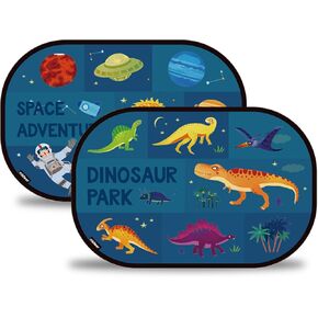 Mideer Car Window Shade for Baby, 20"x 3"Sun Shade Blocker for Side Windows, Cling Window Cover with Cute Dinosaur, Glare Shield and UV Rays Protection for Kids (Adventure) in Kuwait