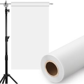 15.75 x 590.6 Inch/ 0.4 x 15 m Light Diffuser Sheet 49.2 ft Diffusion Film Sheet Lighting Gel Diffuser Roll White Diffusion Paper Roll for LED Flash Strobe Light Photography Video