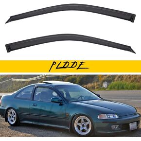 2 pcs Compatible with Sun/Rain Guard 2001-2005 Honda Civic 2-Door Coupe Outside Mount Front Doors Window Visors
