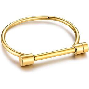 Men Women's Cuff Bracelet Bangle Bar Screw Shackle Novelty In Polished Stainless Steel