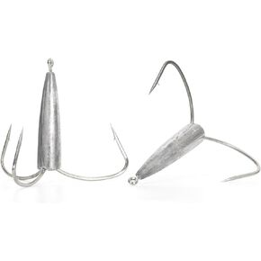 BLUEWING Weighted Treble Hooks 2pcs Snag Hooks High Carbon Steel Fishing Hook Bunker Snagging Hooks Saltwater Heavy Duty Treble Hooks, 1.5oz, 2oz, 3oz, 3.5oz