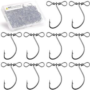 Drop Shot Fishing Hooks,50/100pcs in-line Drop Shot Rig Hooks Swivels High Carbon Steel Worm Hook Fishhook for Bass,Perch,Walleye,Catfish