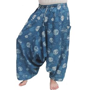 Mens Boys Boho Hippie Baggy Cotton-Linen Wide Leg Yoga Harem Pants