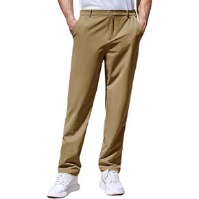 بنطلون جولف رجالي من PASLTER مقاس نحيف قابل للتمدد وخفيف الوزن، كاجوال مستقيم ومسطح من الأمام مع جيوب in Kuwait