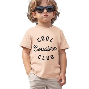 تي شيرت Cousin للأطفال الصغار والرضع والبنات، تي شيرت مطبوع عليه حروف نادي Cousins، تي شيرت صيفي للأطفال بأكمام قصيرة كاجوال