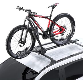 Car Rooftop Mount Upright Roof Bike Rack, 1 Bike Capacity with Locking Systems, Roof Top Bicycle Racks with Universal Mounting Up to 40 Pounds, Black