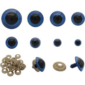 150Pcs 10-30mm Blue Large Plastic Safety Eyes Craft Safety Eyes DIY Eyes with Washers for Plush Animal Teddy Bear Doll Puppet Crafts