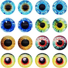 JJGQAZ 6mm-30mm Dragon Eyes Round Glass Cabochon Flatback Jewelry Finds Horse Eyes Cat Eyes Doll Eye Dome Cameo قلادة الإعدادات في أزواج (20MM-20 زوجًا) in Kuwait