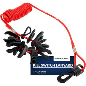 Five Oceans Universal Boat Kill Switch Lanyard, Key Set for Johnson, Evinrude, Mercury, Yamaha, Honda, Tohatsu, Suzuki, Kawasaki, OMC and Nissan Kill Switches - FO2437