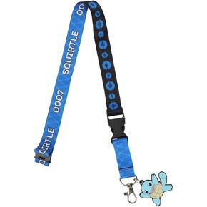 Bioworld Pokemon Squirtle Blue Kanto Region Lanyard With Rubber Charm And ID Sleeve