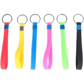 NUOBESTY 6Pcs Keychain Strap Wristlet Wrist Lanyard Keychain Silicone Rubber Key Rings Keyrings Accessories