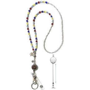 Beaded Breakaway Autism Colors Women's Lanyard, Made in USA 34" for ID Badge Card Holder Teacher Gift Nurse Cruise Keys