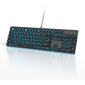 Owpkeenthy White Typewriter Gaming Keyboard Full-Size Quiet Keyboard Ice Blue Backlit Light Up Office Square Punk Keyboard with Metal Panel for Laptop，PC Desktops (104 White) in Saudi Arabia