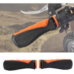 Bike Handlebar Grips, Orange & Black Rubber Anti-Slip Lock-on Ergonomic Design Mountain Bike Grips, MTB BMX Anti-Slip Urban Bicycles Grips, Scooter Grips Accessories
