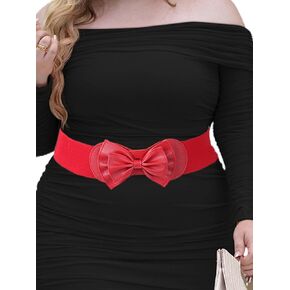 Womens Wide Elastic Belt Plus Size Stretchy Belts Black Snap-Button Bow Wasit Belt Waistband for Women Dress