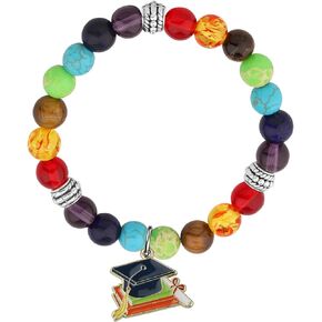 MYOSPARK Graduation Gifts 7 Chakra Beads Elastic Bracelet High School College Grad Graduate Gifts