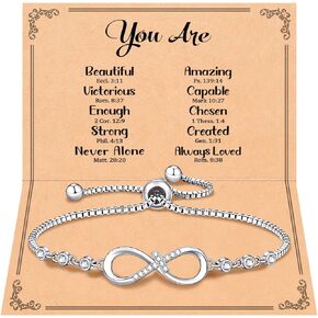 Infinity CZ Cross Bracelet Christian Gifts for Women Girls, Graduation Birthday Easter Inspirational Mothers Day Religious Gifts