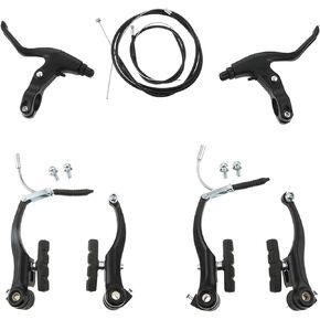 Complete V-Type Bike Brake Set, 6PCS MTB Bike Front & Rear Brake Inner and Outer Cables and Lever Kit with Callipers Levers Cables for Road/Mountain/MTB Bicycle(Black)