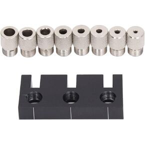 Fafeicy 3 in 1 Hole Punch Locator Jig, Aluminum Alloy Woodworking Hole Opener, with 8 Specifications of Drill Bushing (3mm 4mm 5mm 6mm 7mm 8mm 9mm 10mm)