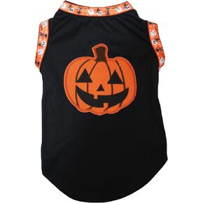 Petitebella Cute Pumpkin Puppy Dog Shirt (Striped, Medium)
