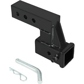 2" Hitch Receiver, Trailer Hitch Extender Riser Hitch Adapter with 4 inch Drop/Rise Attaches to Class 3 or 2 Hitch Receiver with Pin and Clip