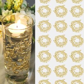 White Vase Filler for Floating Candles, 94ft Cuttable Faux Pearl Beads Strings Filler Cylinder Vases Centerpiece Table Decorations for Floating Effects, Wedding, Dining, Party, Celebration