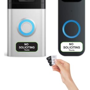 Small No Soliciting Sign for House,1x0.5 Inches Compatible with Most Doorbells,Weatherproof and Sturdy - Easy to Install (3 black and 3 white)