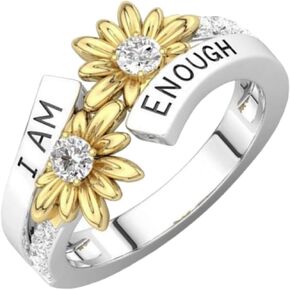Jude Jewelers Stainless Steel Inspirational Encouragment I am Enough Mantra Wedding Engagement Statement Anniversary Ring