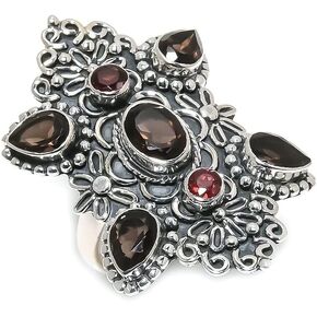 925 Sterling Silver Ring, Handmade Gemstone, Adjustable