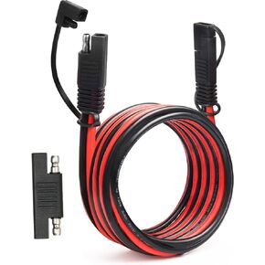 SAE Extension Cable 10 AWG - 1FT 2PCS SAE to SAE Quick Disconnect Wire Battery Charger Extension Cord Heavy Duty with SAE Polarity Reverse Adapter for Solar Panel Trolling Motor Automotive RV