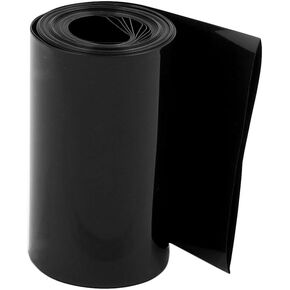 uxcell 75mm Flat Width 8M Length PVC Heat Shrink Tube Black for 18650 Batteries