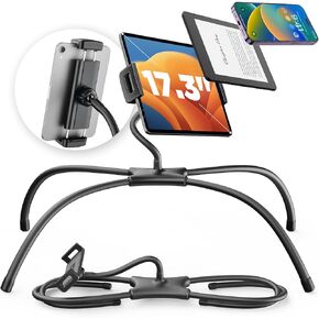 حامل حامل SAIJI لجهاز iPad قابل للتعديل للمكتب، حامل شاشة محمول حامل لوحي للسرير مناسب للهواتف والأجهزة اللوحية والشاشة المحمولة والمحول والمزيد من الأجهزة مقاس 4.7 بوصة - 17.3 بوصة (أبيض)