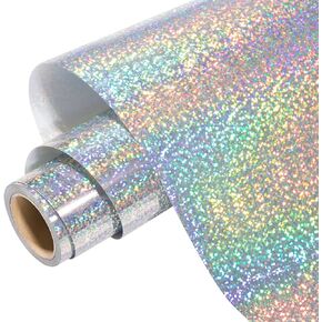 WRAPXPERT Holographic Vinyl 6 Assorted HTV Sheets 12x10in Holographic Heat Transfer Vinyl for T-Shirts,Silver Holographic Iron on Vinyl for Clothing,Stretchable & Washable
