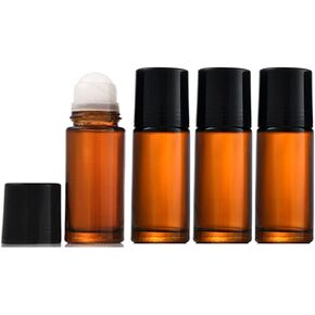 Wresty 1.7 Oz/50ml Glass Roll On Bottles Empty Deodorant Bottles Leak-Proof DIY Deodorant Container Amber Glass Roller Bottles For Essential Oils Perfume Cosmetics Sunscreen Moisturizer